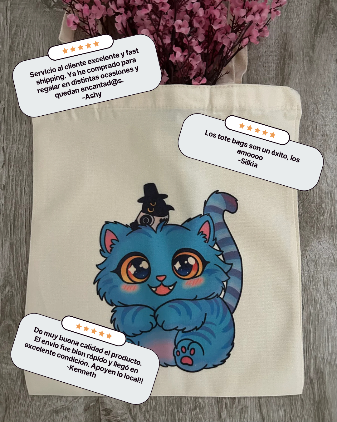 Tiger and Magpie Chibi Tote Bag