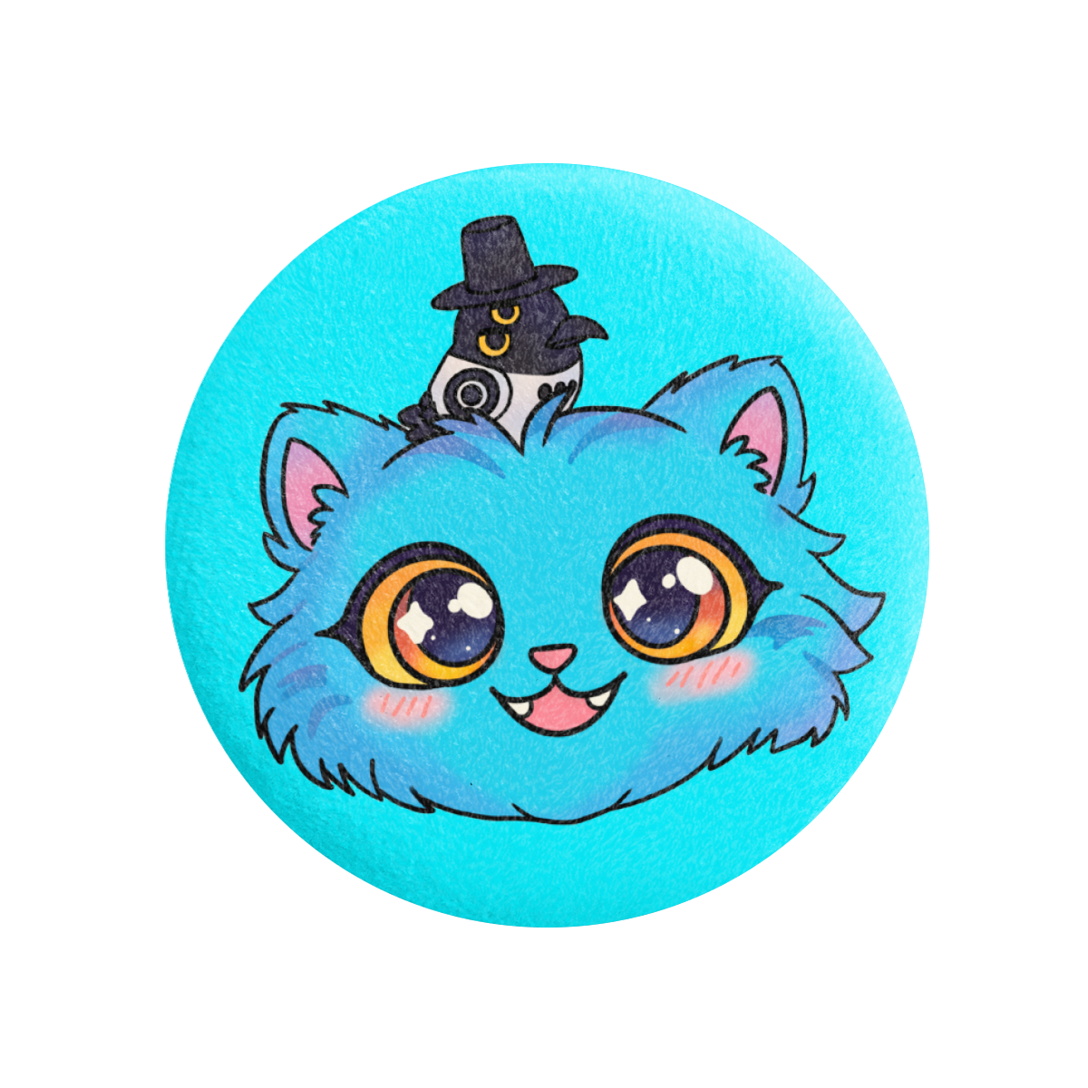 Tiger and Magpie Fluffy Pin