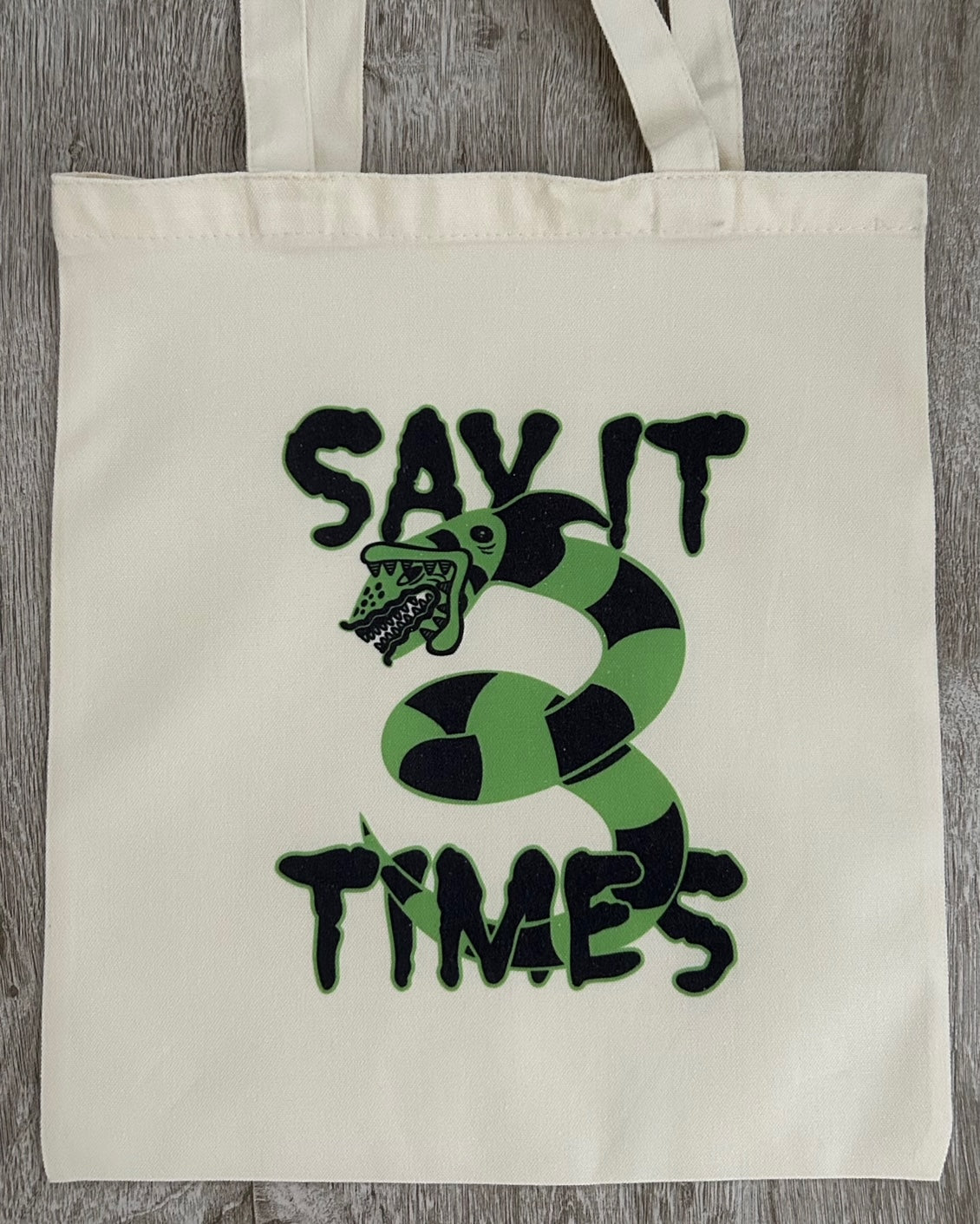 Say It 3 Times - Beetlejuice Tote Bag